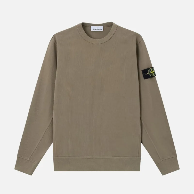6100017 ORGANIC COTTON INTERLOCK CREWNECK - MILITARY GREEN made by Stone Island