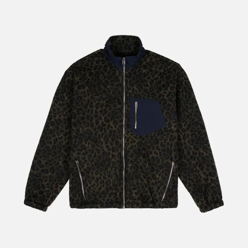 LEOPARD REVERSE SHERPA JACKET - OLIVE sold by Lapstone & Hammer