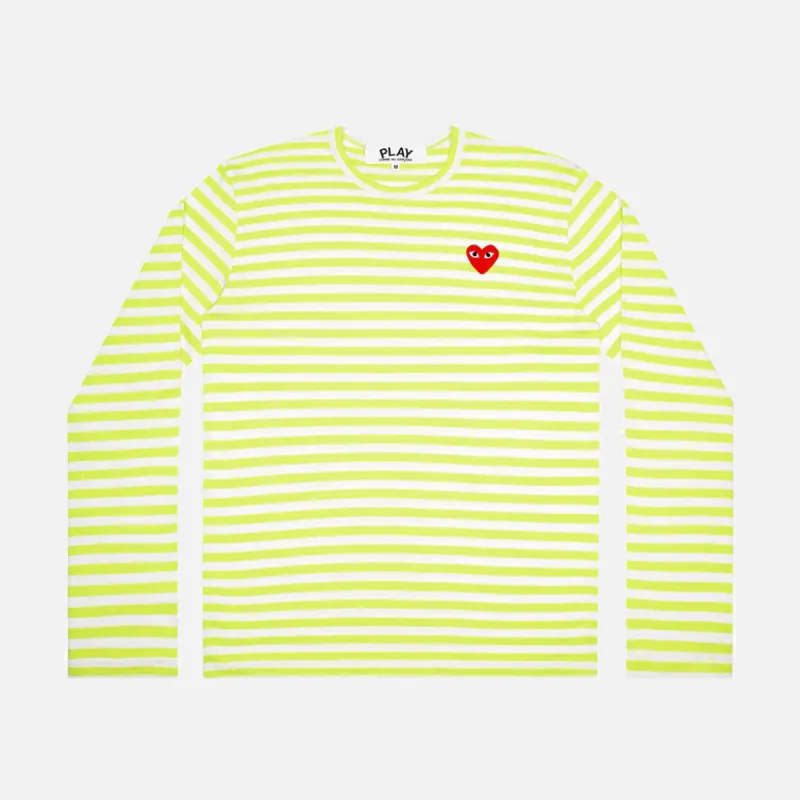 WOMEN`S BRIGHT STRIPED L/S TEE - LIME sold by Lapstone & Hammer