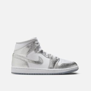 WMNS AIR JORDAN 1 MID SE "METALLIC SILVER" sold by Lapstone & Hammer