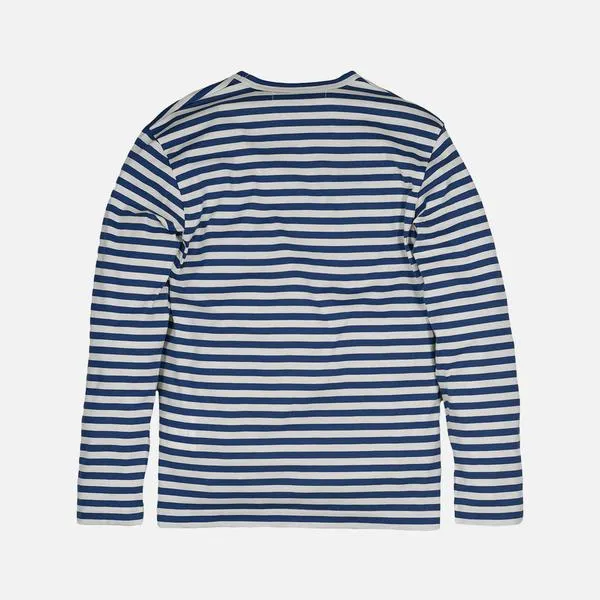STRIPED HEART LOGO LS TEE - BLUE / WHITE sold by Lapstone & Hammer product image thumbnail 2