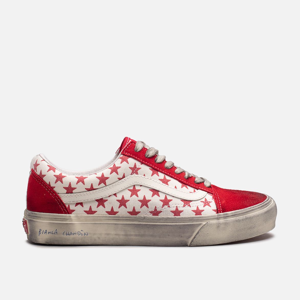 BIANCA CHANDON X VANS VAULT OLD SKOOL VLT LX - STRESSED RED / WHITE sold by Lapstone & Hammer