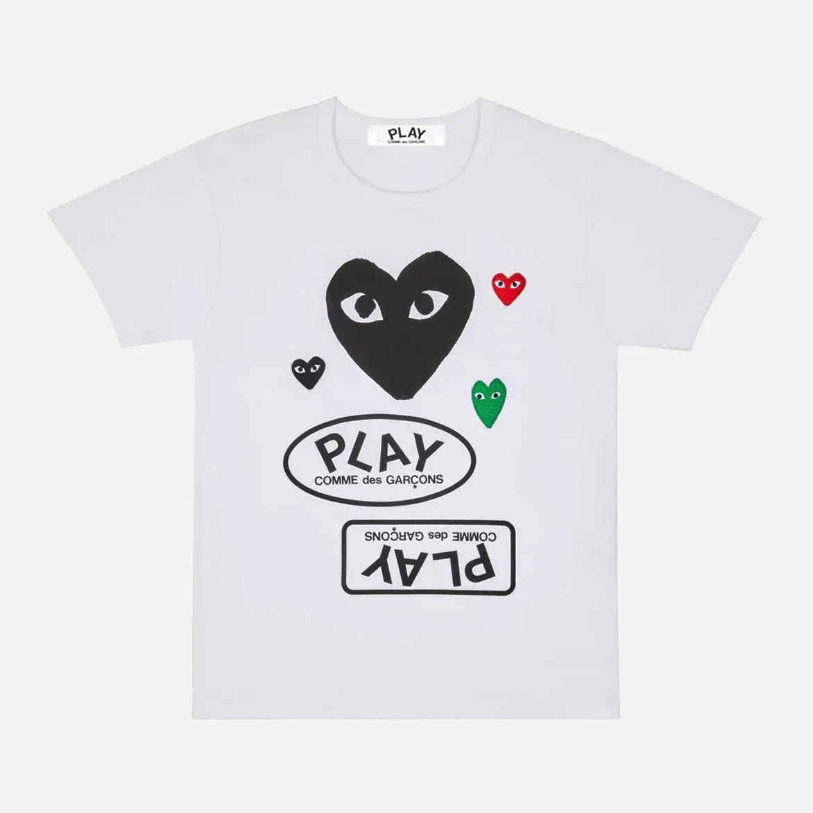 WOMEN`S MULTI HEART TEE - WHITE / BLACK sold by Lapstone & Hammer