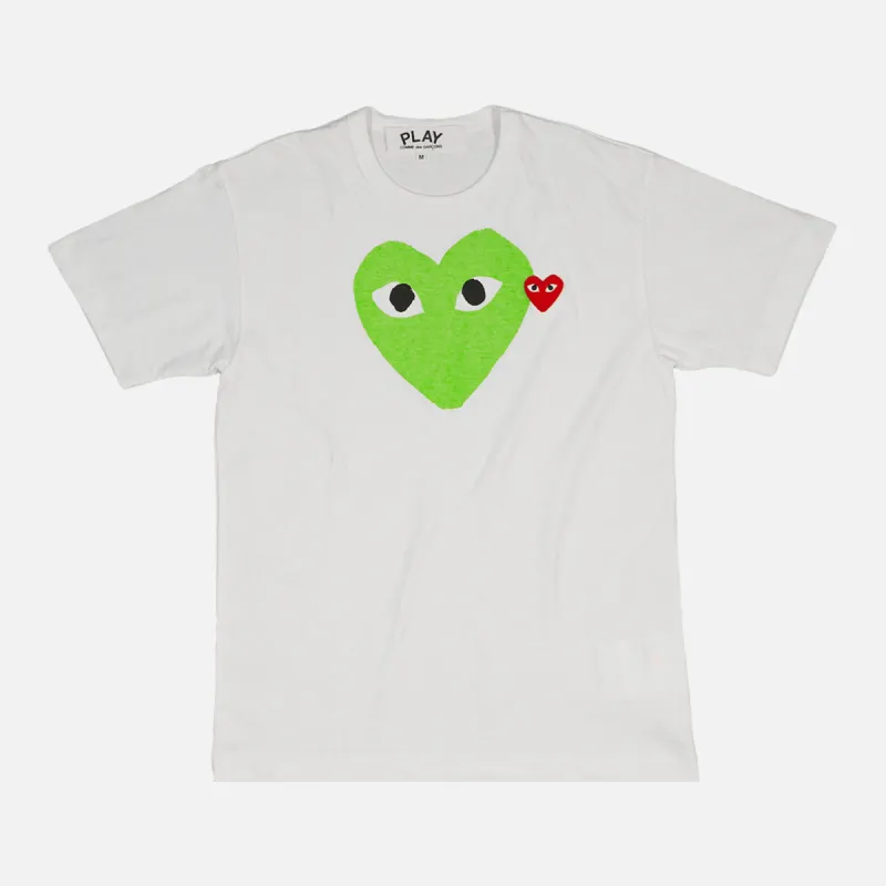 DOUBLE HEART LOGO TEE - WHITE / GREEN sold by Lapstone & Hammer