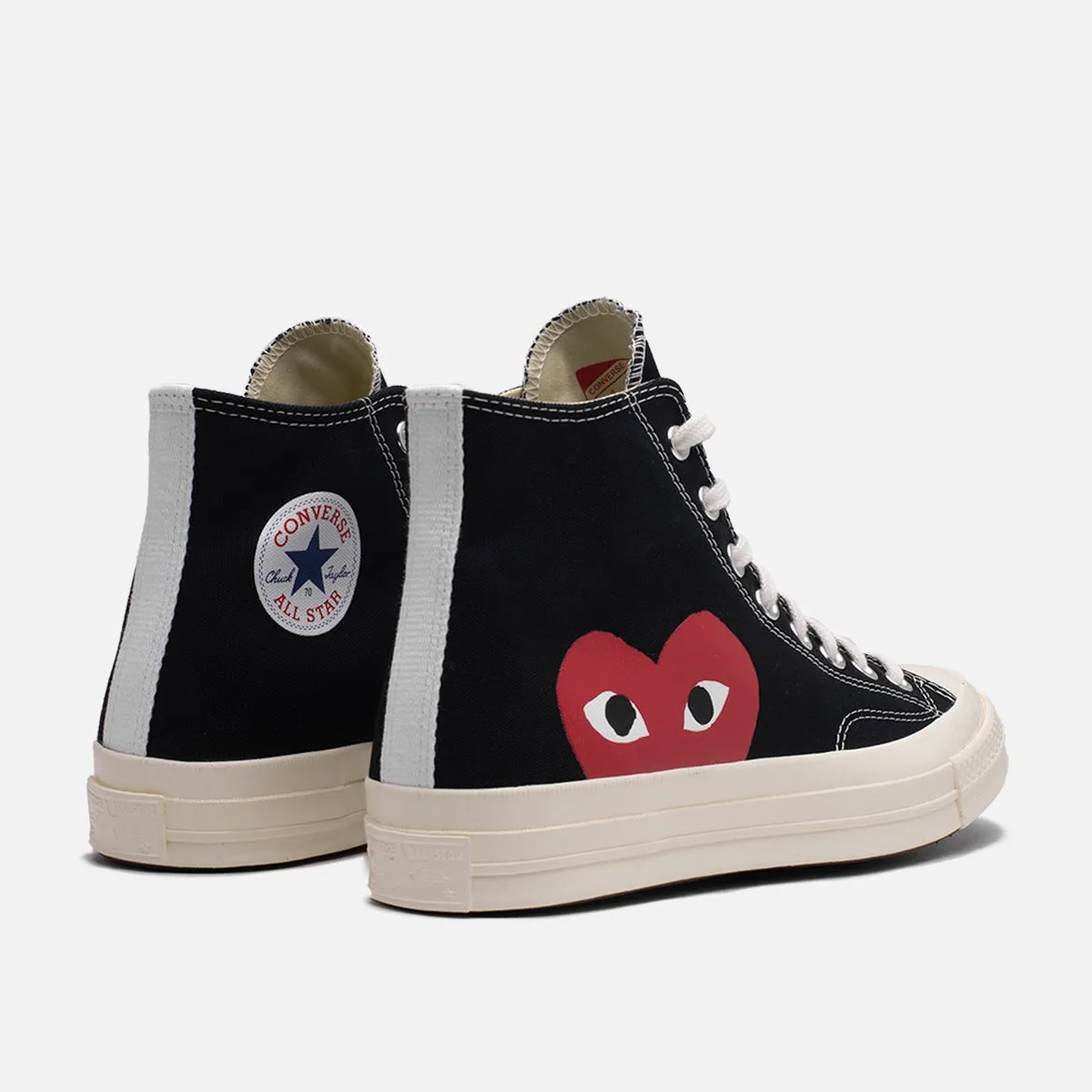 CDG PLAY X CONVERSE CHUCK TAYLOR ALL STAR '70 HI - BLACK sold by Lapstone & Hammer product image thumbnail 3