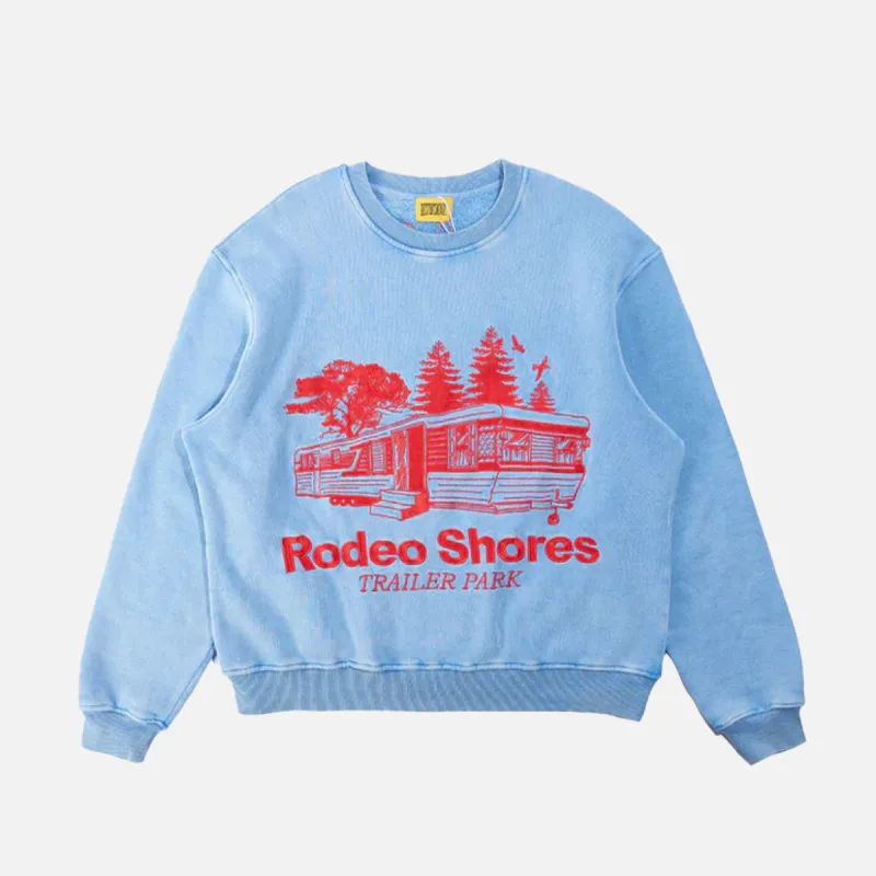 RODEO SHORES CREWNECK - BLUE sold by Lapstone & Hammer