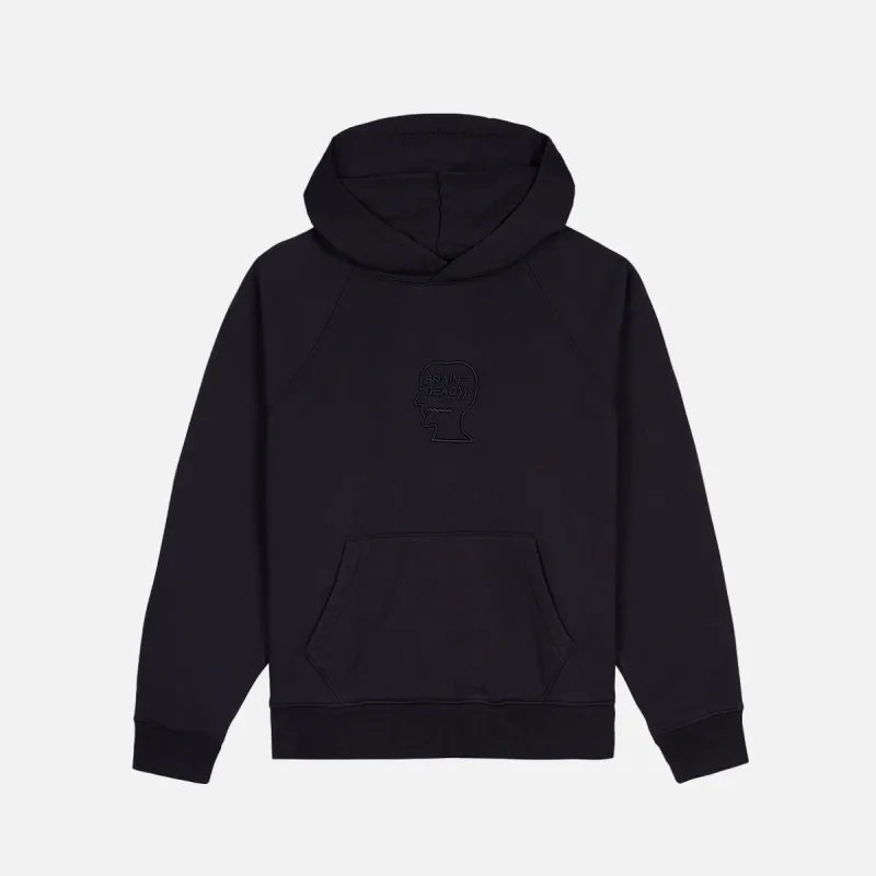 PIGMENT WASH LOGO HEAD RAGLAN HOODIE - BLACK sold by Lapstone & Hammer