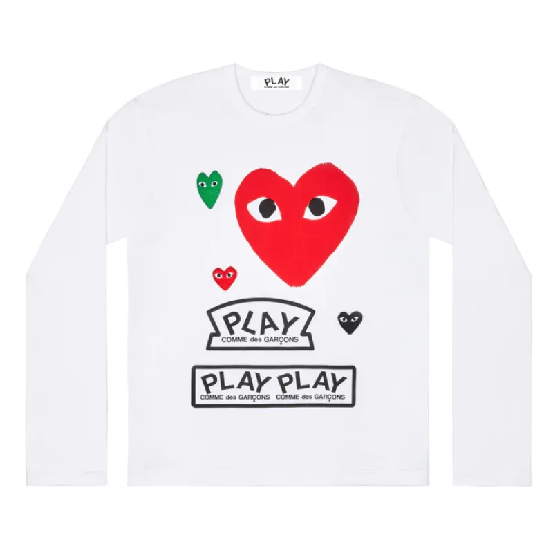 MENS LONG SLEEVE T-SHIRT - WHITE / RED sold by Lapstone & Hammer