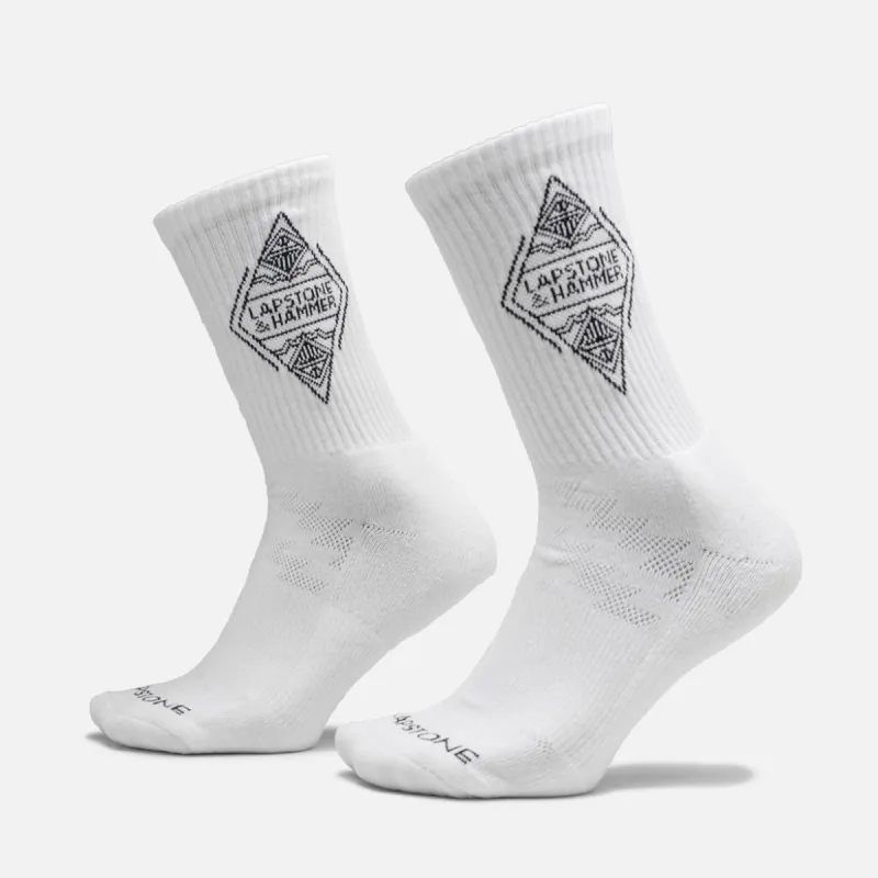 DIAMOND CREW SOCK - WHITE sold by Lapstone & Hammer