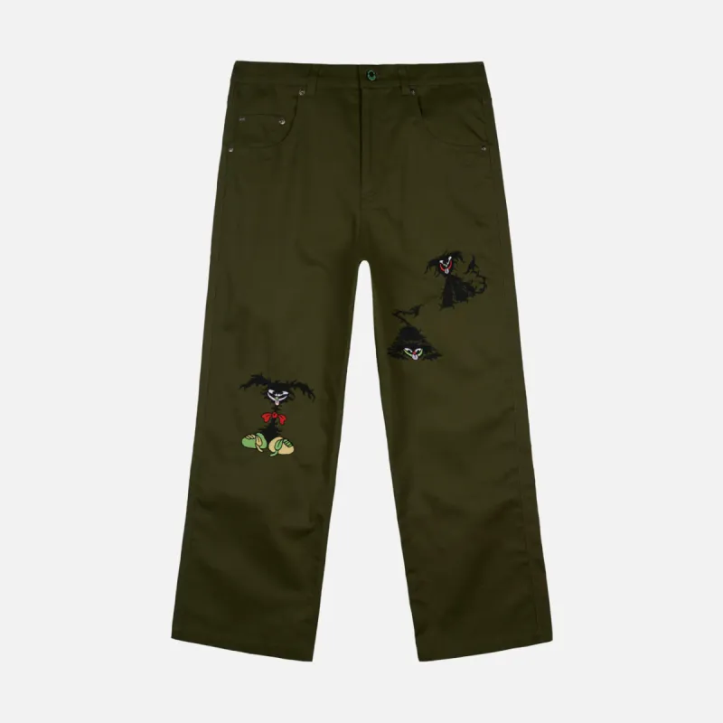 TWISTED SNOUT EMBROIDERED PANT - OLIVE sold by Lapstone & Hammer