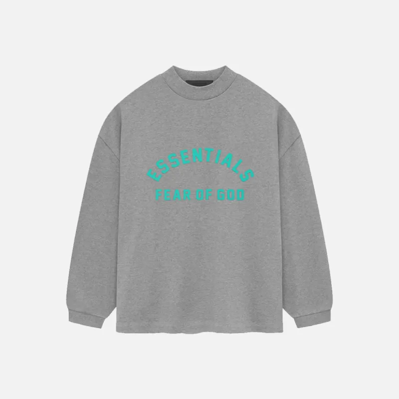ESSENTIALS LONGSLEEVE T-SHIRT - DARK HEATHER OATMEAL sold by Lapstone & Hammer