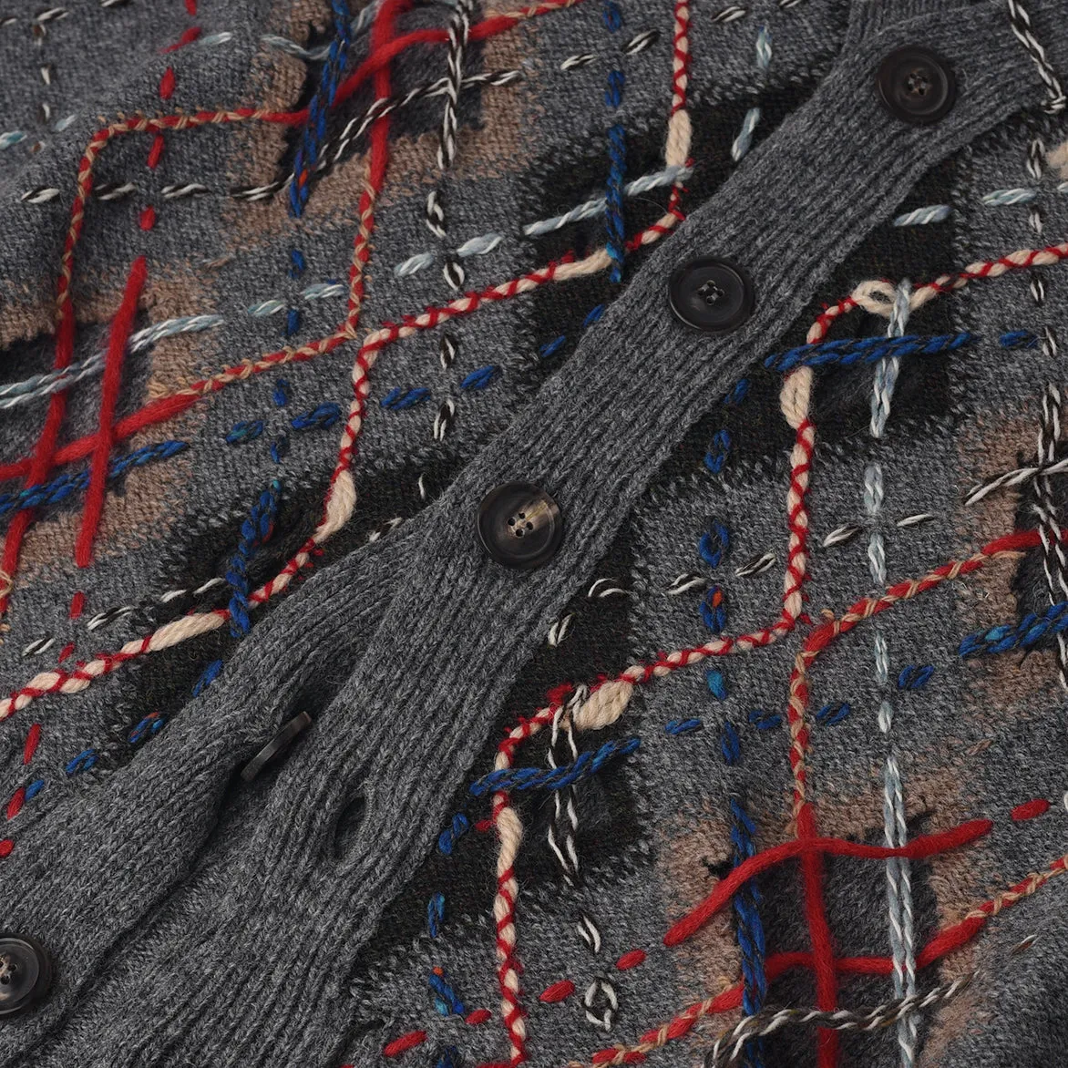 CUT-OUT ARGYLE CARDIGAN - GREY sold by Lapstone & Hammer product image thumbnail 3