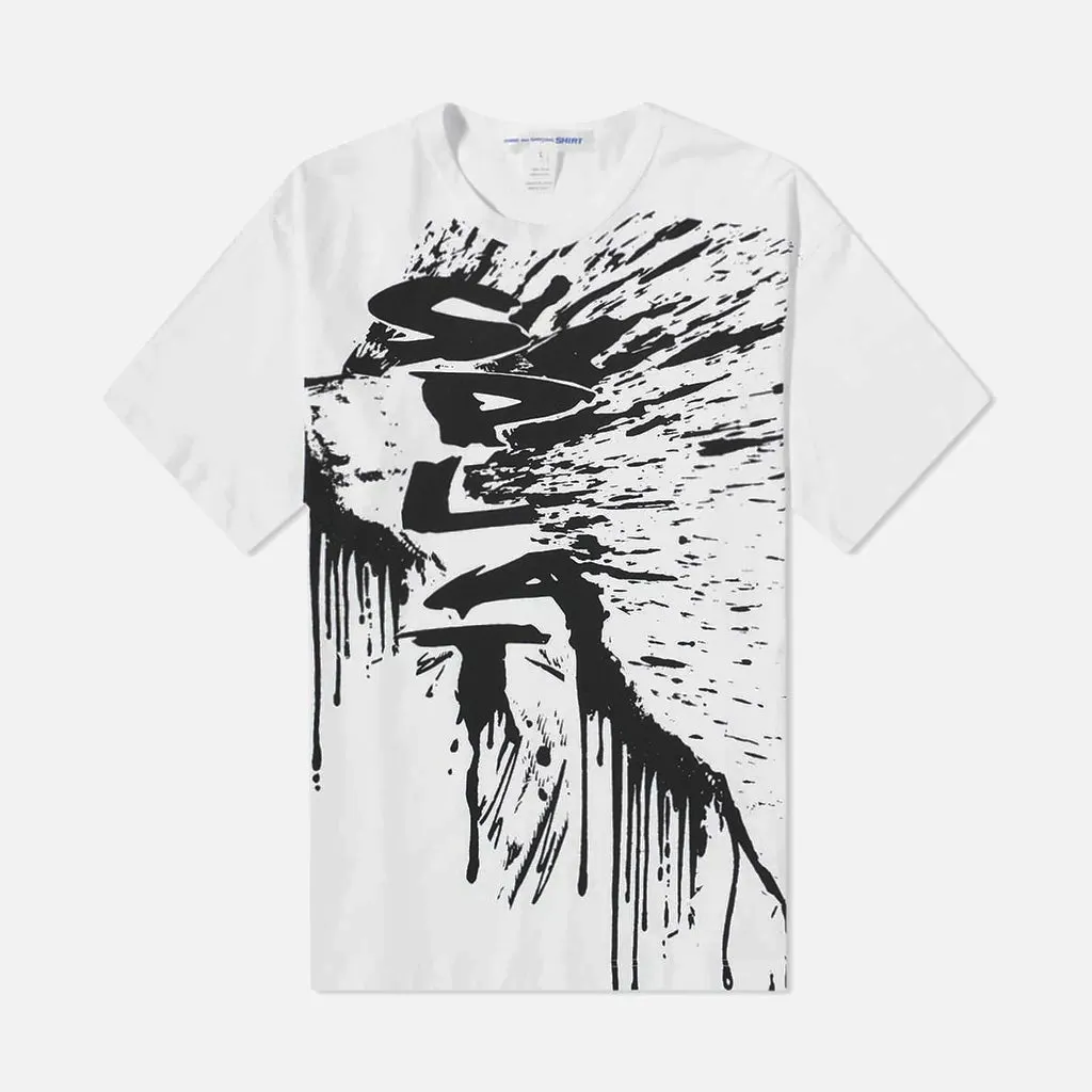 CHRISTIAN MARCLAY X CDG SHIRT SPLAT PRINT TEE - WHITE sold by Lapstone & Hammer