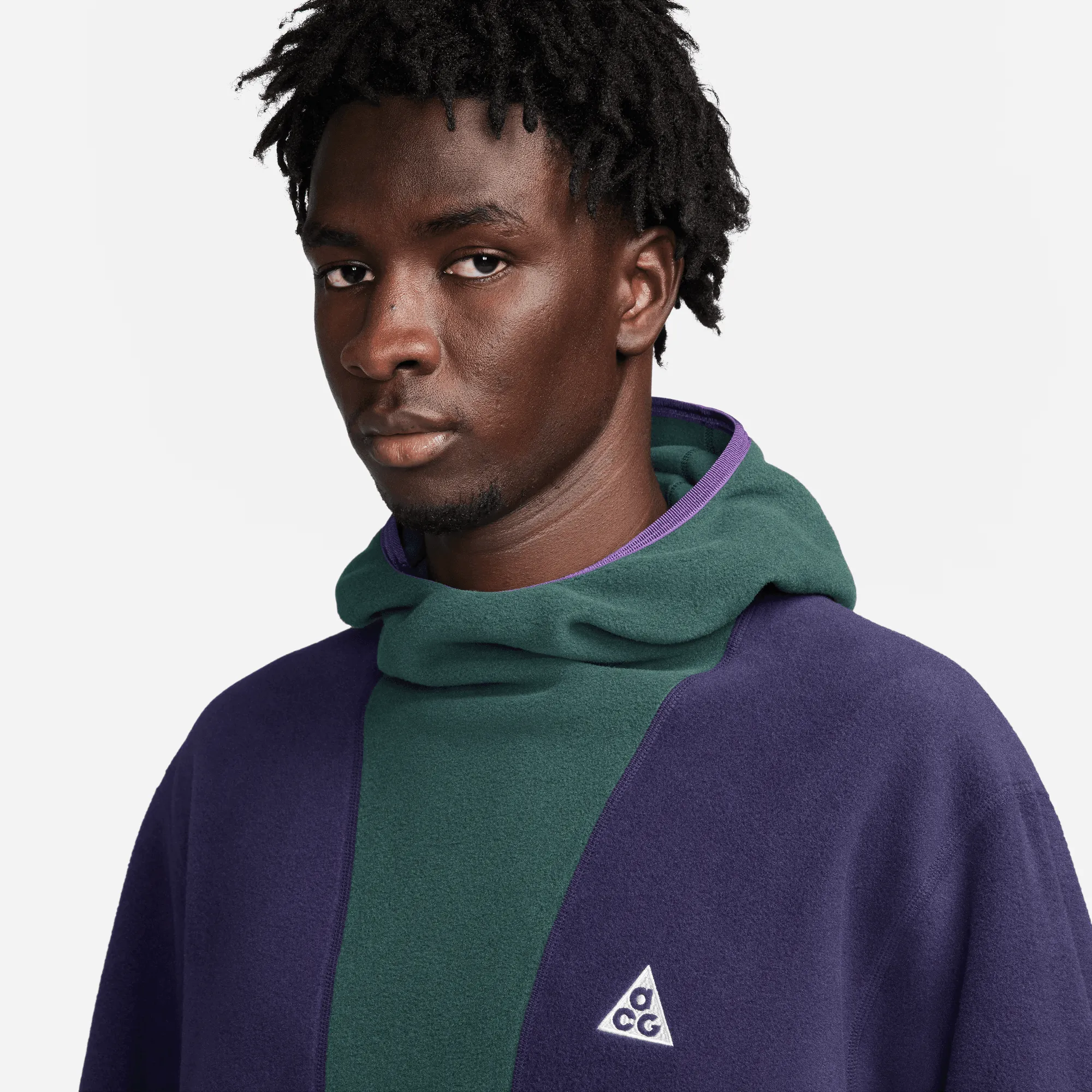 NIKE ACG WOLF TREE POLLOVER HOODIE - DEEP JUNGLE / PURPLE INK sold by Lapstone & Hammer product image thumbnail 3