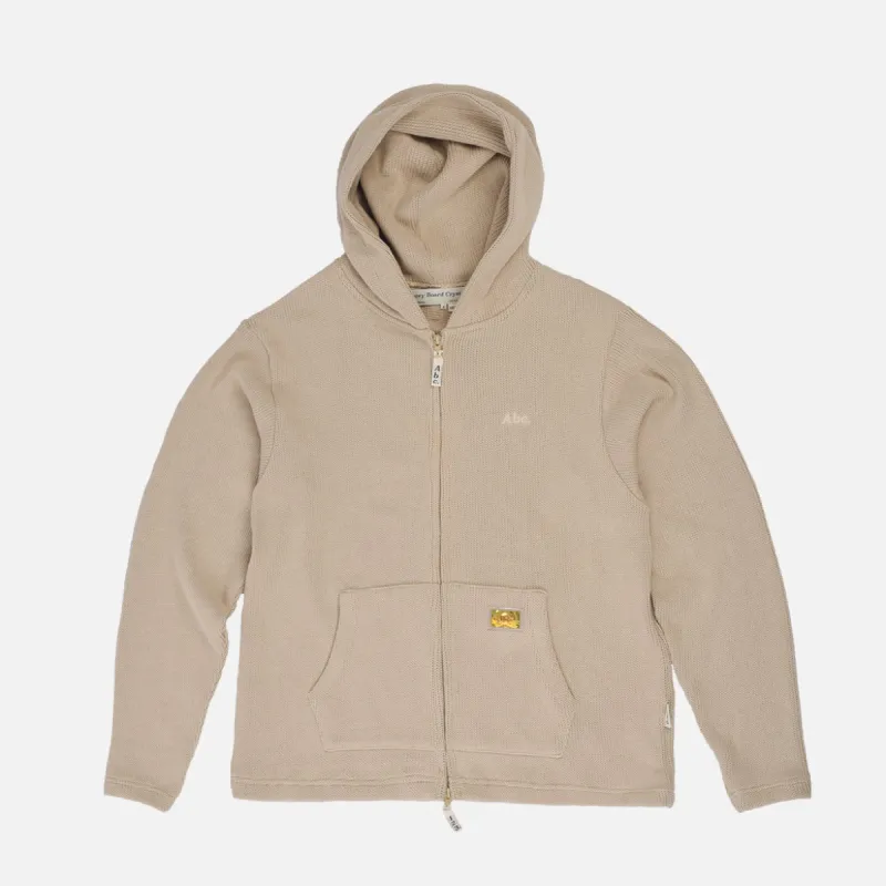 ABC.123. KNIT MESH ZIP UP HOODIE - ECRU sold by Lapstone & Hammer