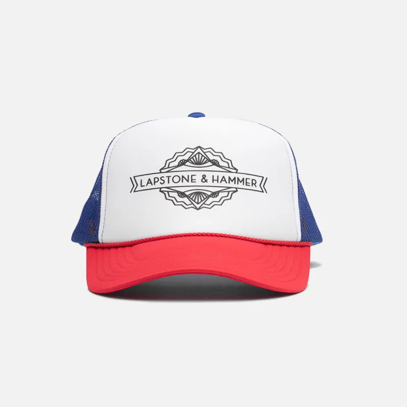 LAPSTONE TRUCKER HAT - ROYAL / RED sold by Lapstone & Hammer
