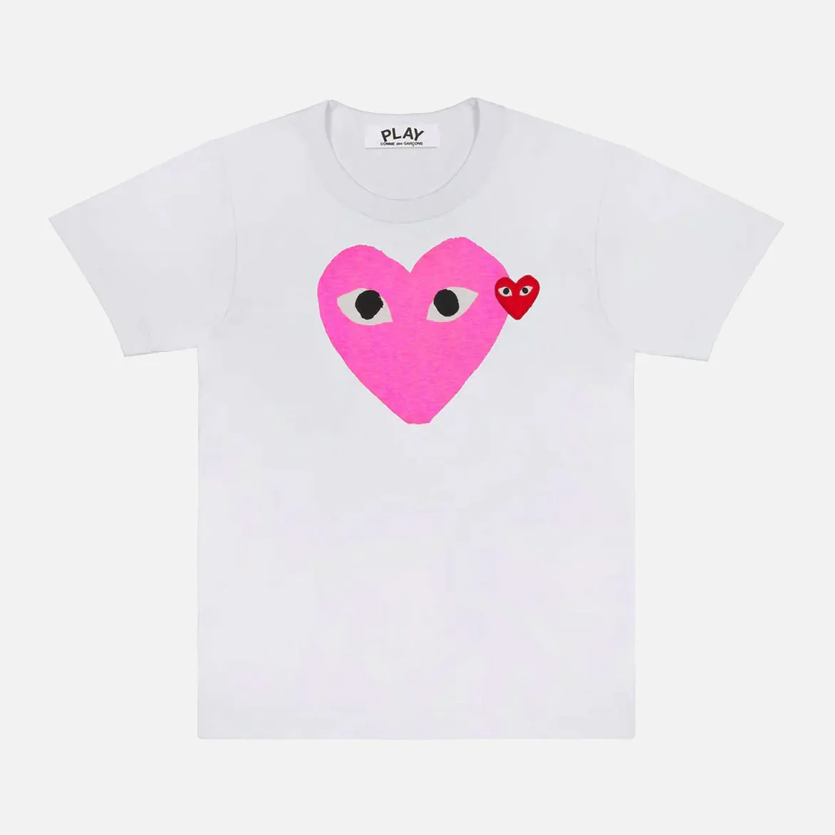 WOMEN`S PLAY HEART TEE - WHITE / PINK sold by Lapstone & Hammer
