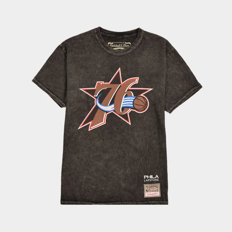 LAPSTONE X M&N VINTAGE STAR TEE - WASHED BLACK made by Mitchell & Ness