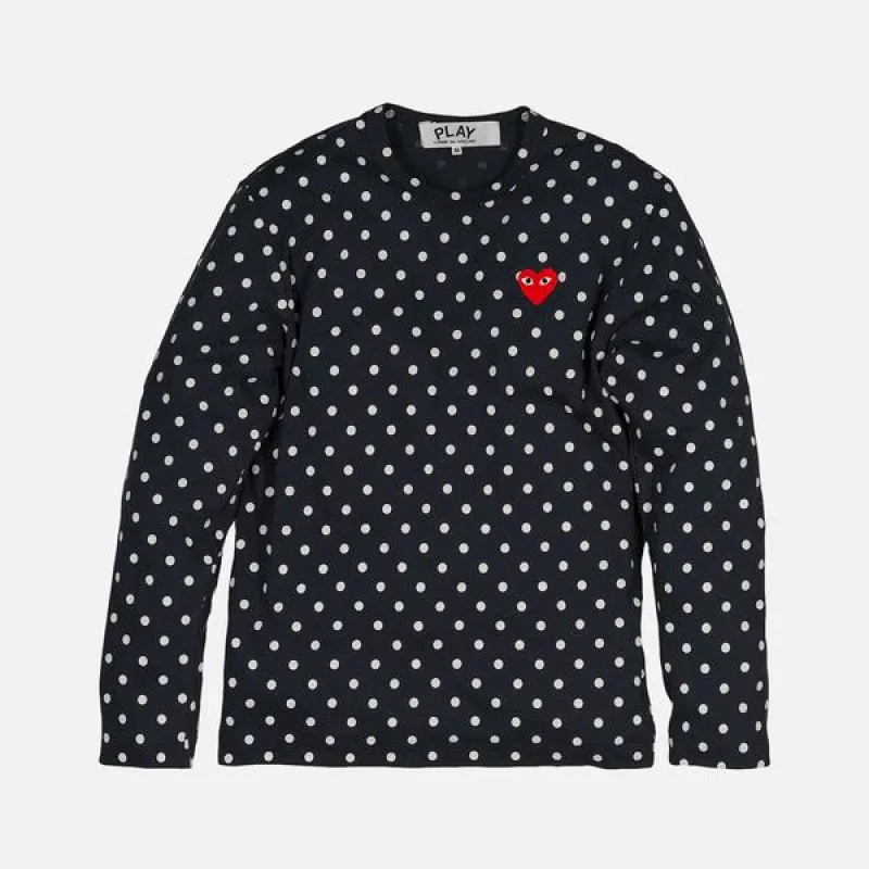 POLKA DOT HEART LOGO LS TEE - NAVY / WHITE sold by Lapstone & Hammer