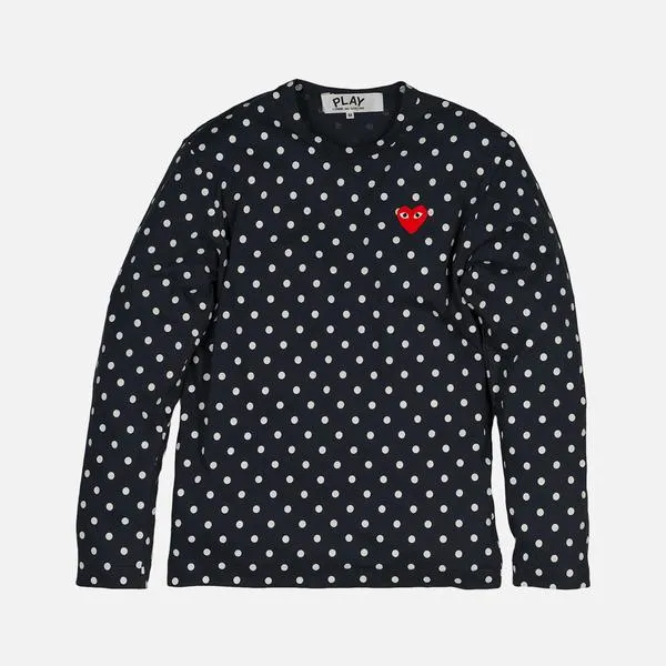 POLKA DOT HEART LOGO LS TEE - NAVY / WHITE sold by Lapstone & Hammer