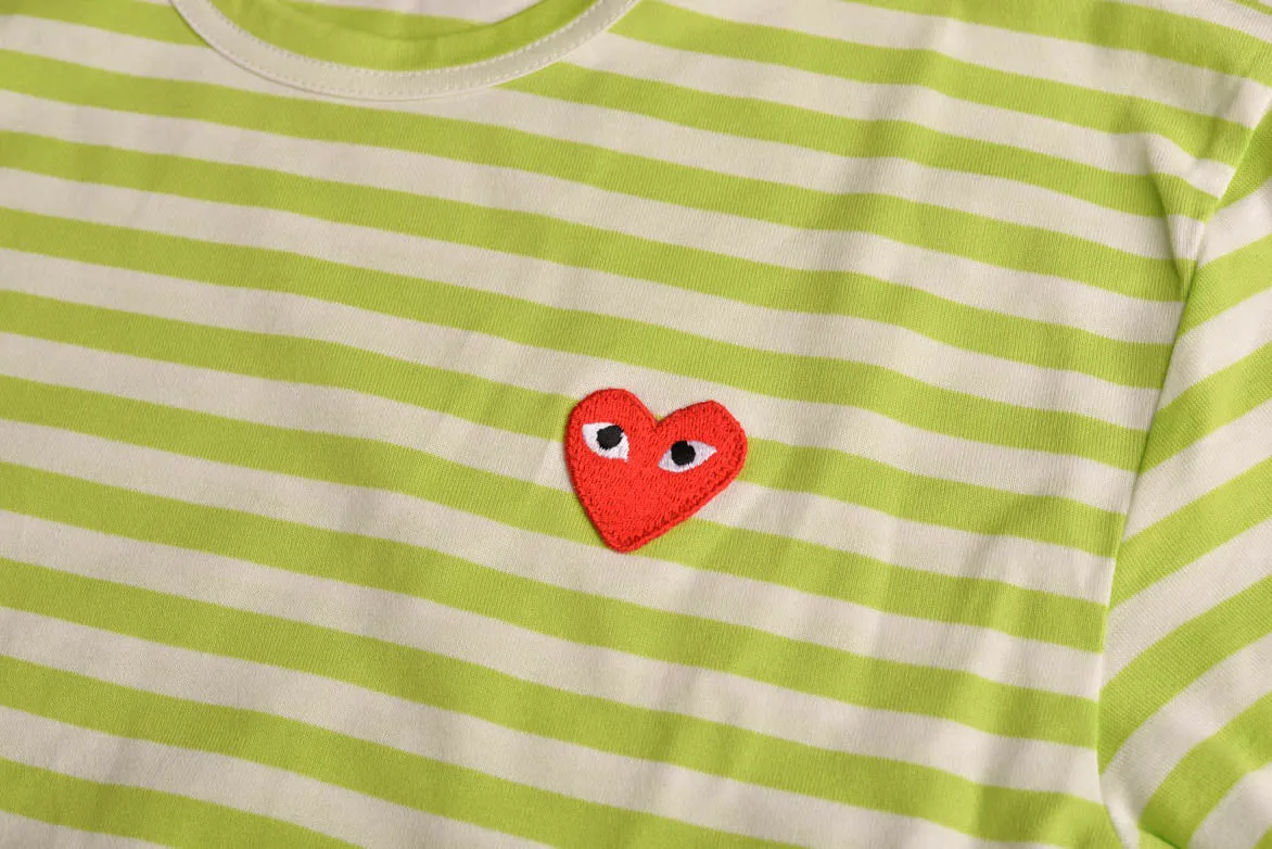 STRIPED HEART LOGO LS TEE - GREEN / WHITE sold by Lapstone & Hammer product image thumbnail 3