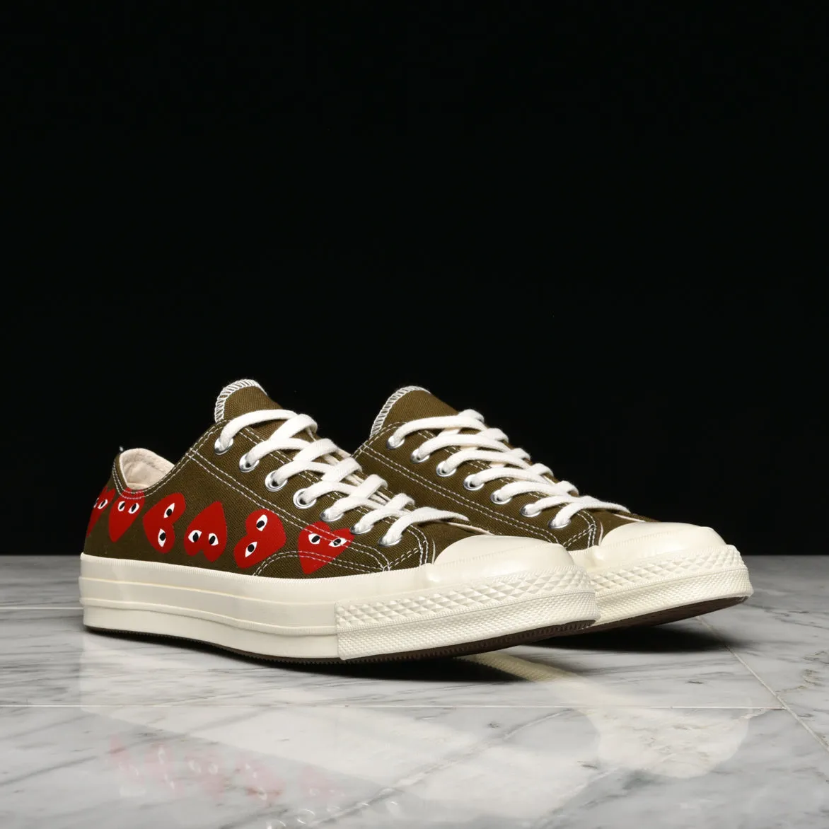 CDG PLAY X CONVERSE MULTI HEART CHUCK 70 OX - FIR GREEN sold by Lapstone & Hammer product image thumbnail 2