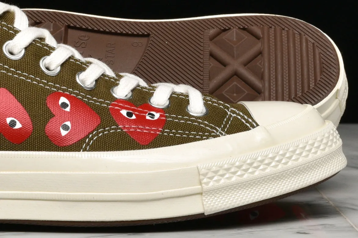 CDG PLAY X CONVERSE MULTI HEART CHUCK 70 OX - FIR GREEN sold by Lapstone & Hammer product image thumbnail 4