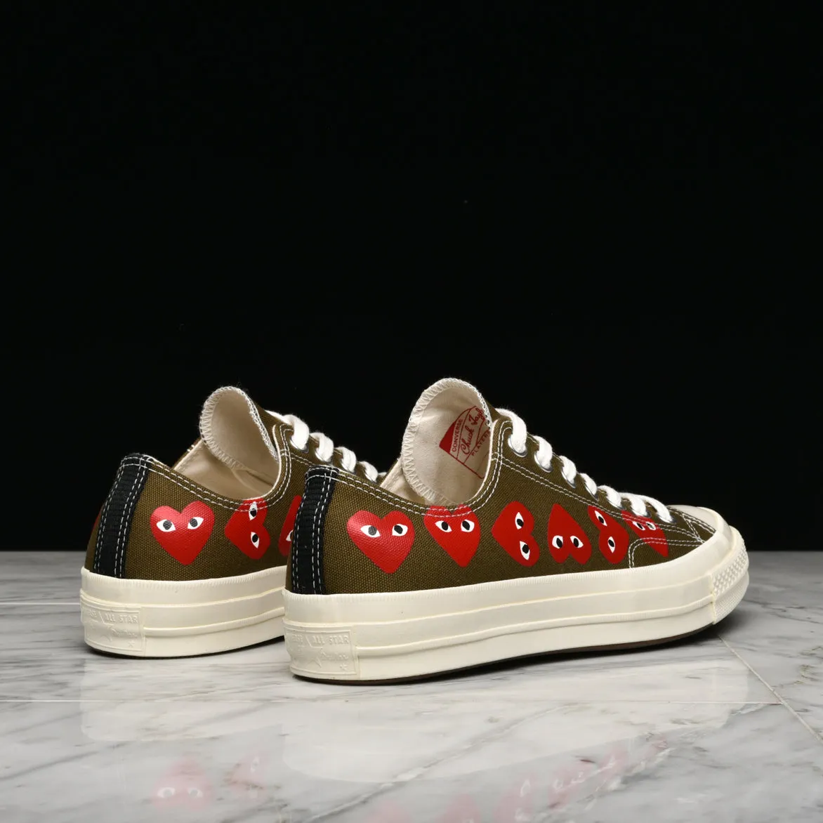 CDG PLAY X CONVERSE MULTI HEART CHUCK 70 OX - FIR GREEN sold by Lapstone & Hammer product image thumbnail 3