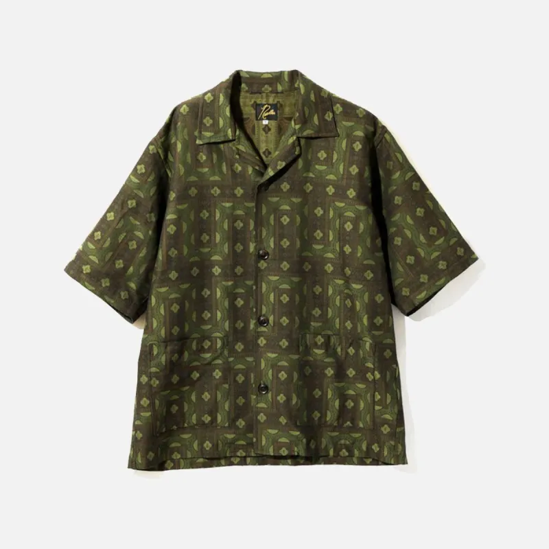 CABANA SHIRT - OLIVE - C / PE ETHNIC JQ. sold by Lapstone & Hammer