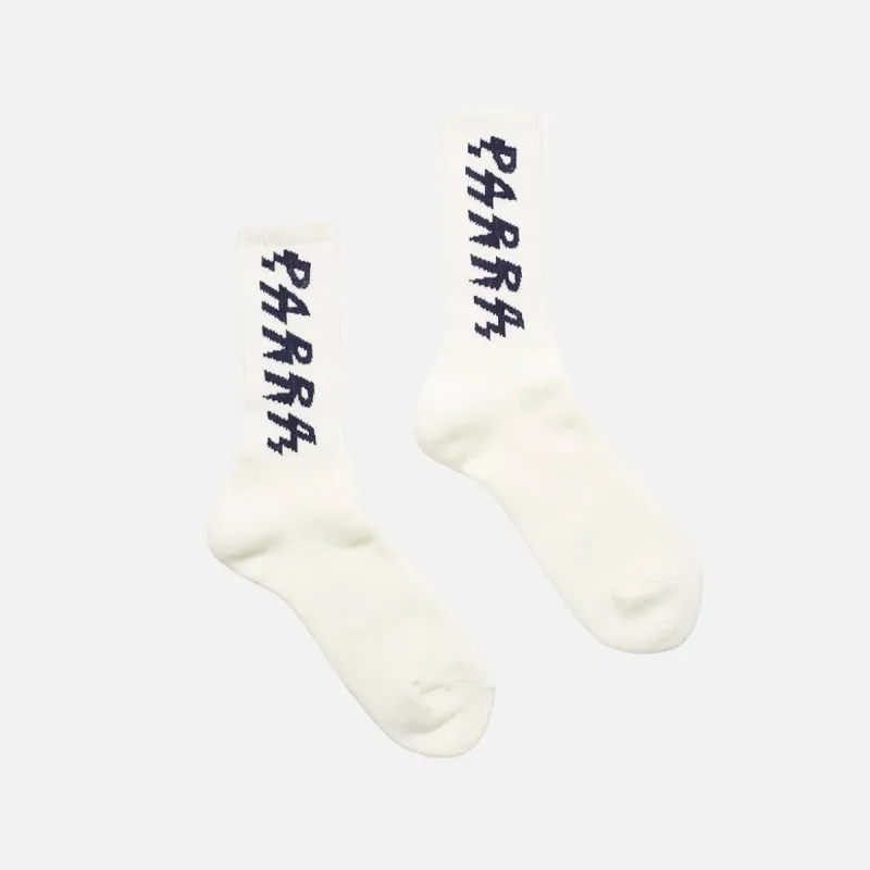 SPIKED LOGO CREW SOCKS - WHITE sold by Lapstone & Hammer