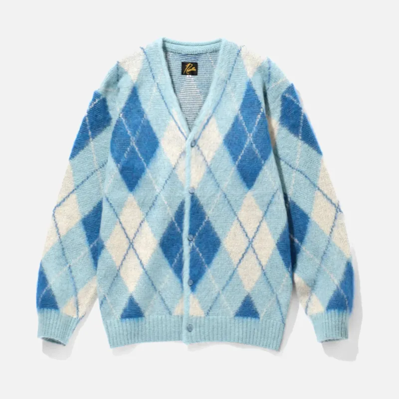 MOHAIR CARDIGAN ARGYLE - LT. BLUE sold by Lapstone & Hammer