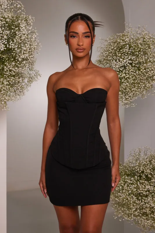 The structure cup corset set - Black sold by MARS THE LABEL