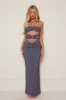 The ring bandeau maxi dress - Charcoal sold by MARS THE LABEL