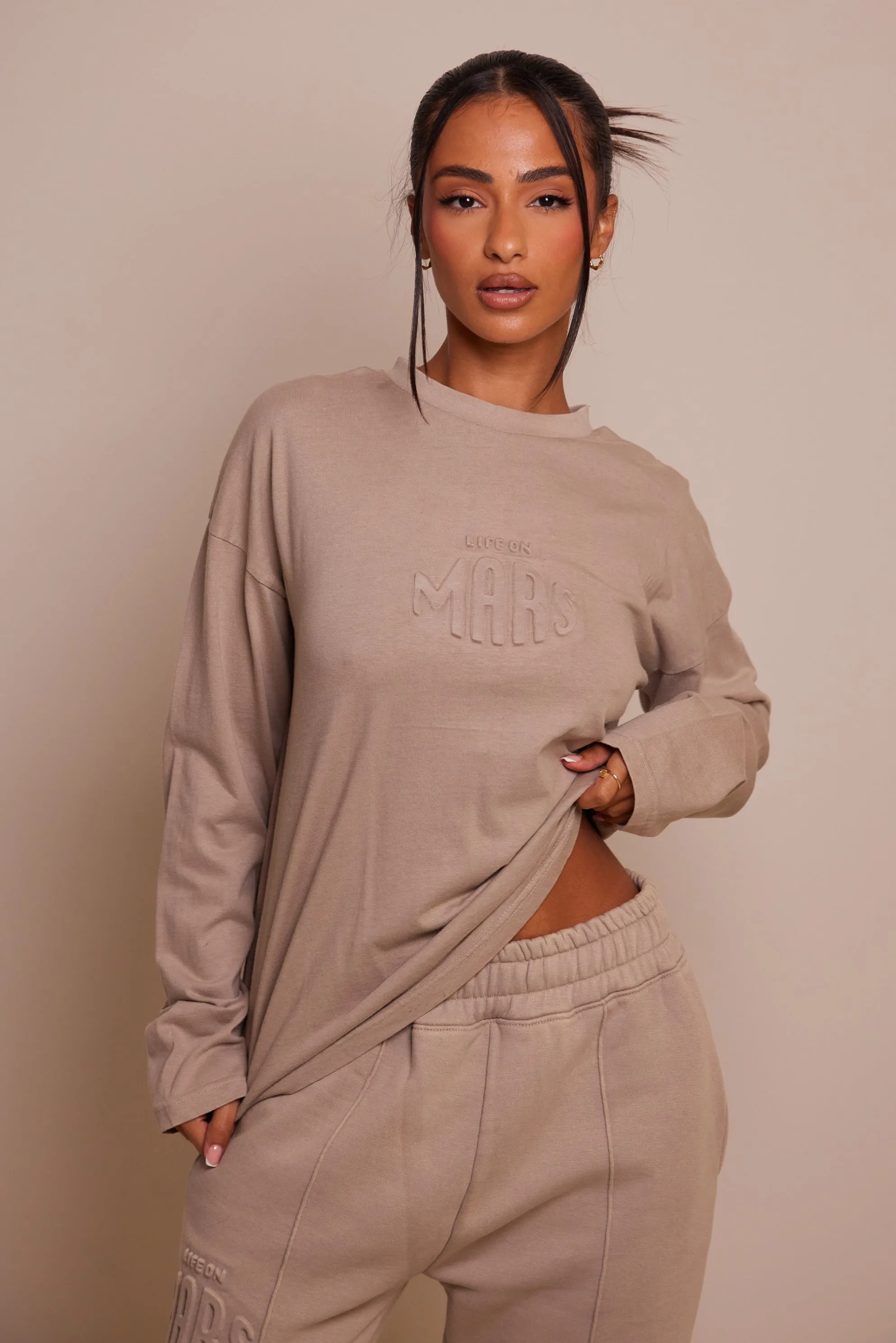 The Embossed Long Sleeve T-shirt - Stone sold by MARS THE LABEL product image thumbnail 5