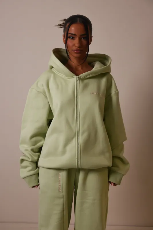 The Essentials Long Zip Jacket - Sage sold by MARS THE LABEL