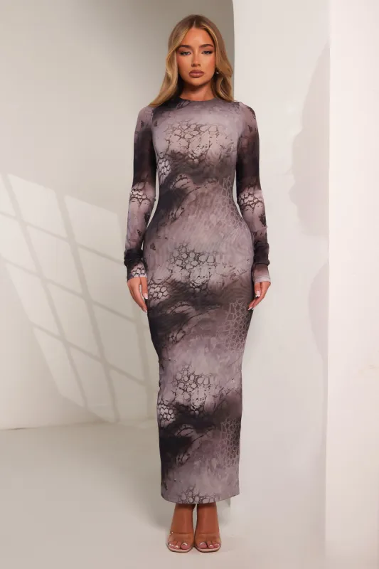 The Zol Midaxi Dress- Snake print sold by MARS THE LABEL
