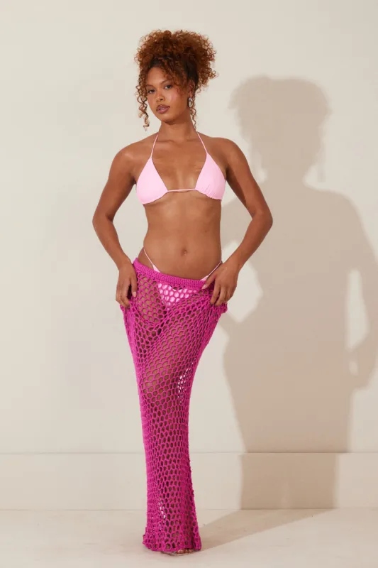 The Crochet maxi cover up- Pink sold by MARS THE LABEL