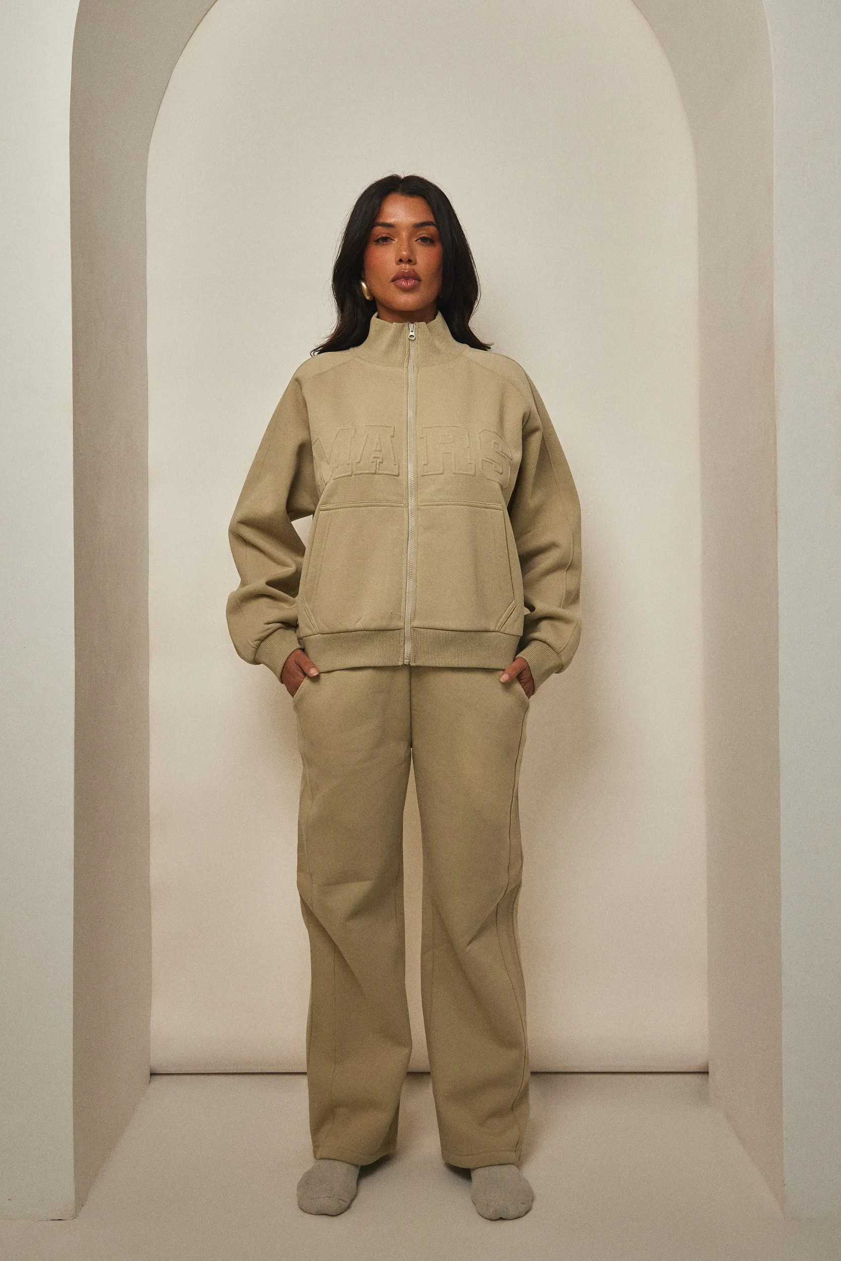 The Graphic Varsity Straight Leg Joggers - Stone sold by MARS THE LABEL product image thumbnail 4