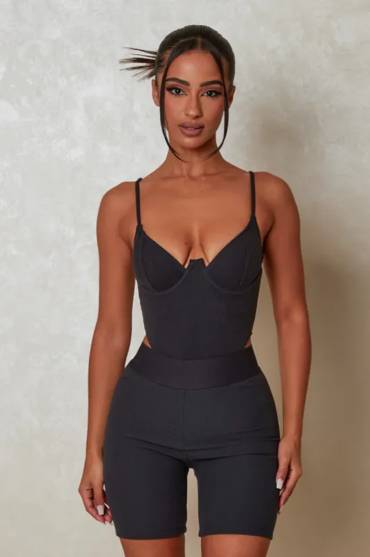 The Signature Bodysuit - Charcoal sold by MARS THE LABEL