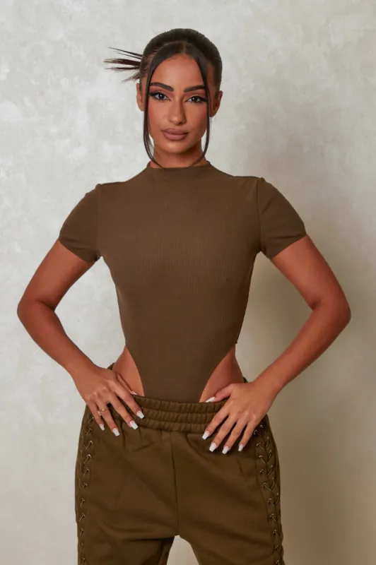 The Signature Short Sleeve Bodysuit - Khaki sold by MARS THE LABEL
