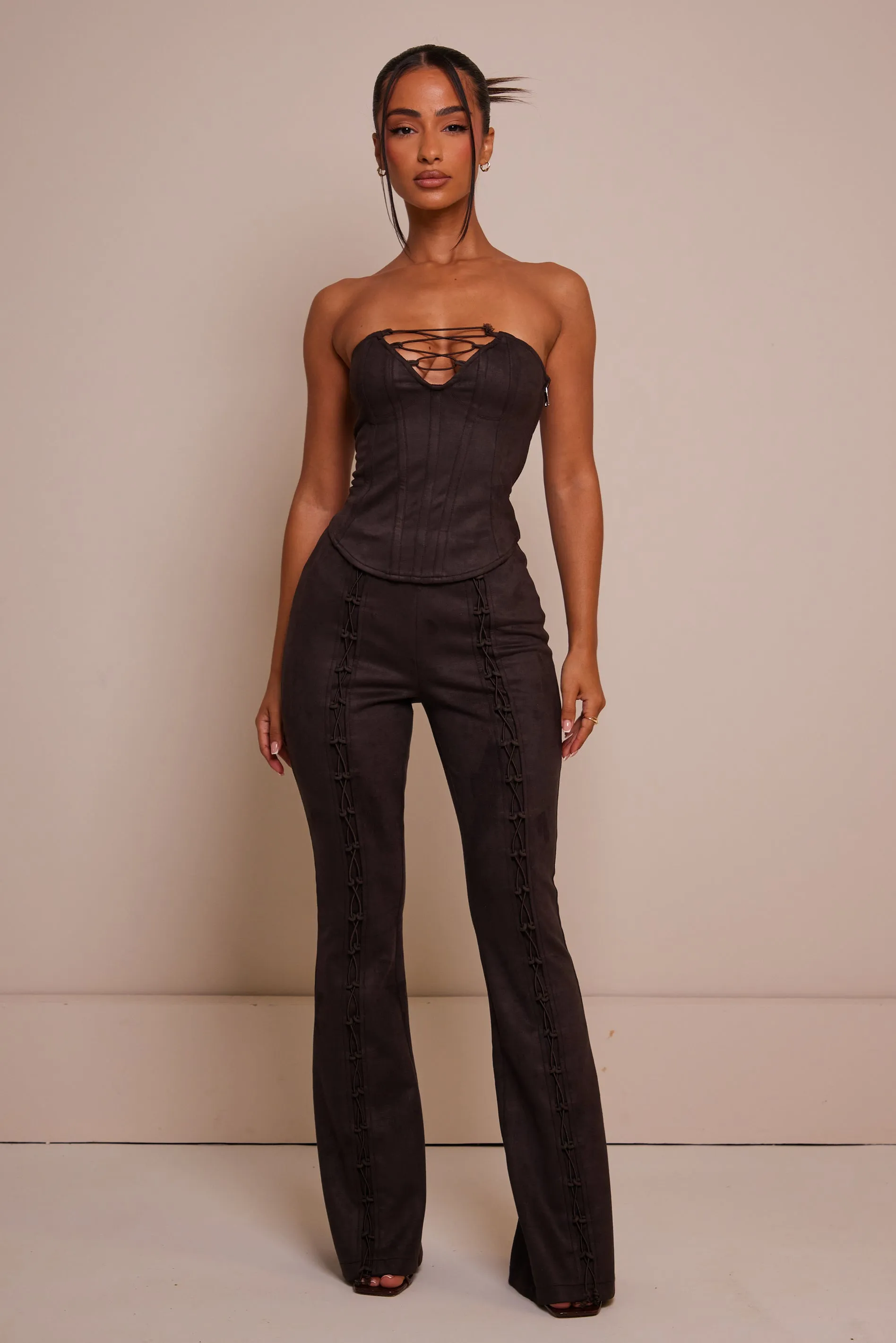 The Lace up front suede trousers - Brown sold by MARS THE LABEL product image thumbnail 3