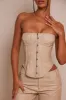 The clasp detail leather corset - Cream Wash sold by MARS THE LABEL