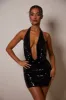 The deep cowl sequin mini- Black sequin sold by MARS THE LABEL