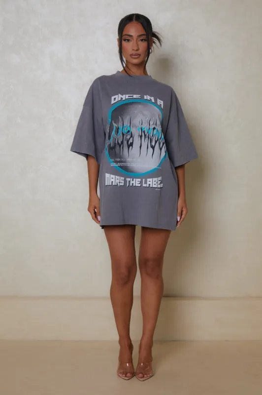 Life On Mars Oversized Moon Tee - Charcoal sold by MARS THE LABEL