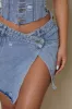 The Denim asymmetric skirt- Dark wash sold by MARS THE LABEL