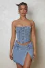 The Denim asymmetric skirt- Dark wash sold by MARS THE LABEL