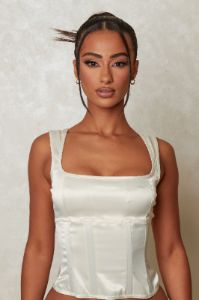 The Baesic Satin Crop - Cream sold by MARS THE LABEL