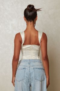 The Baesic Satin Crop - Cream sold by MARS THE LABEL