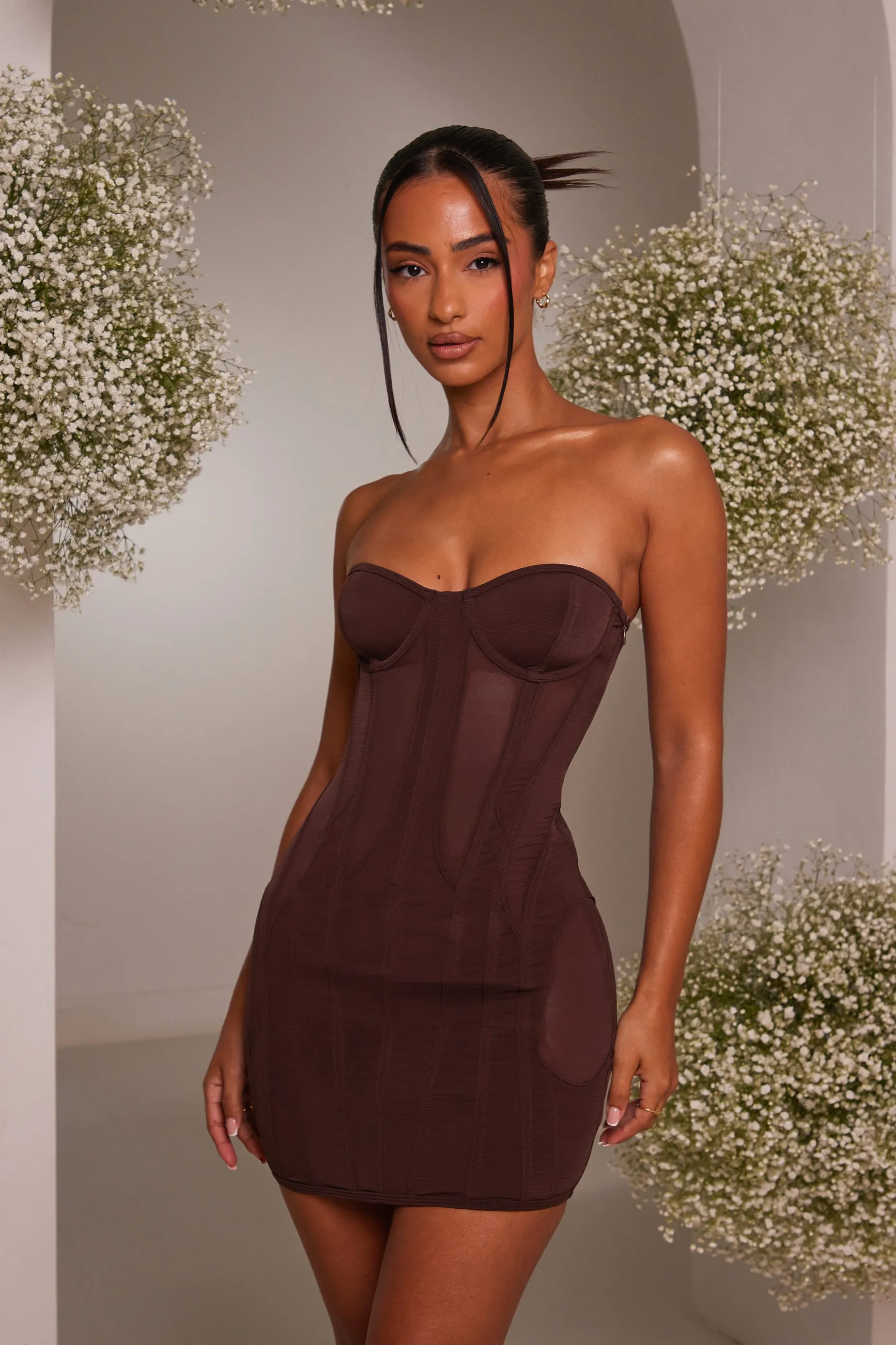 The mesh panel body dress - Brown sold by MARS THE LABEL product image thumbnail 2