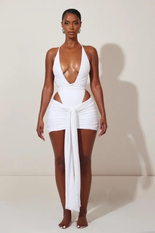 Tie up mini skirt - White sold by MARS THE LABEL